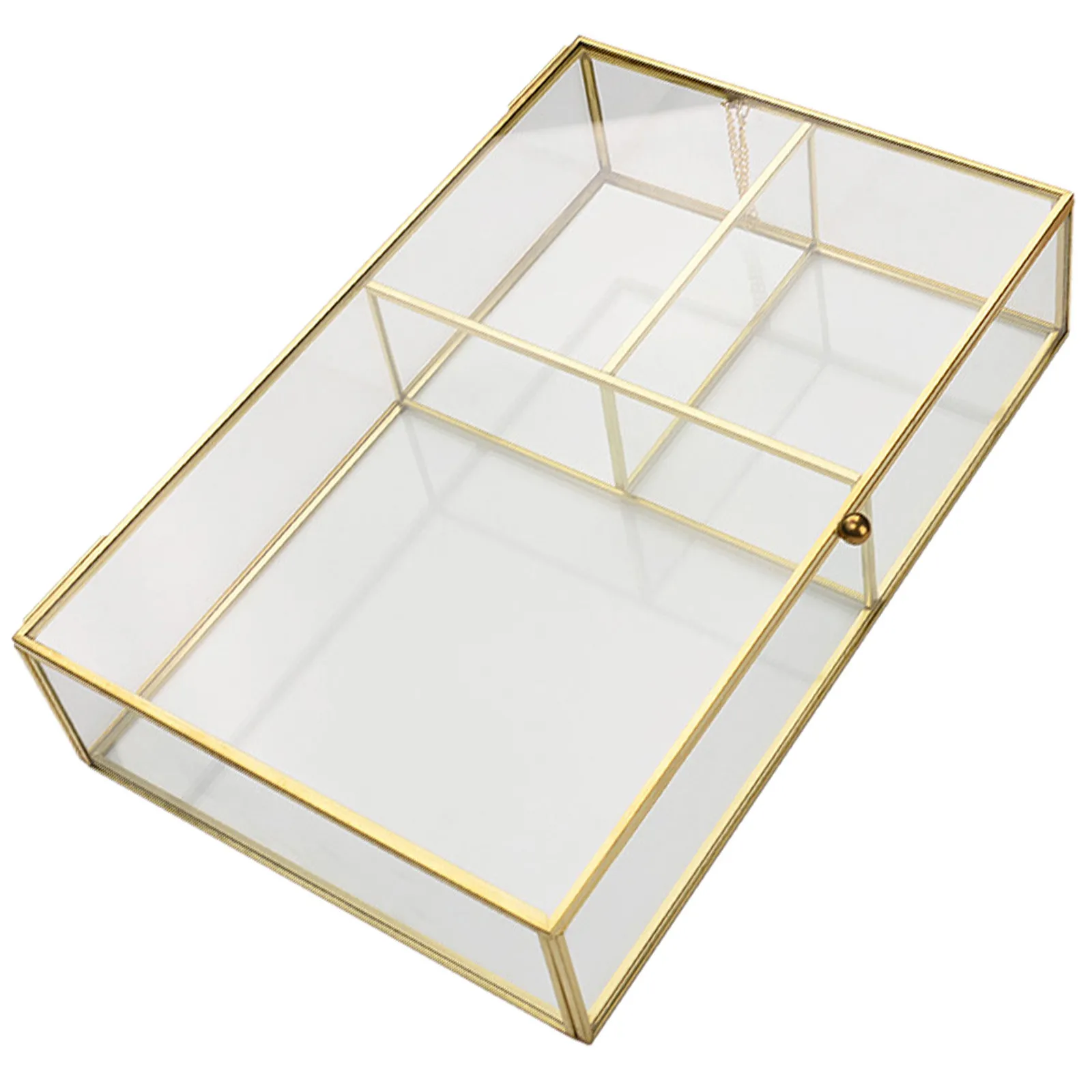 

Vintage Glass Jewelry Box Desktop Organizer for Necklaces Earrings Bracelets Brooches Hair Clips Classic Elegant Jewelry Storage