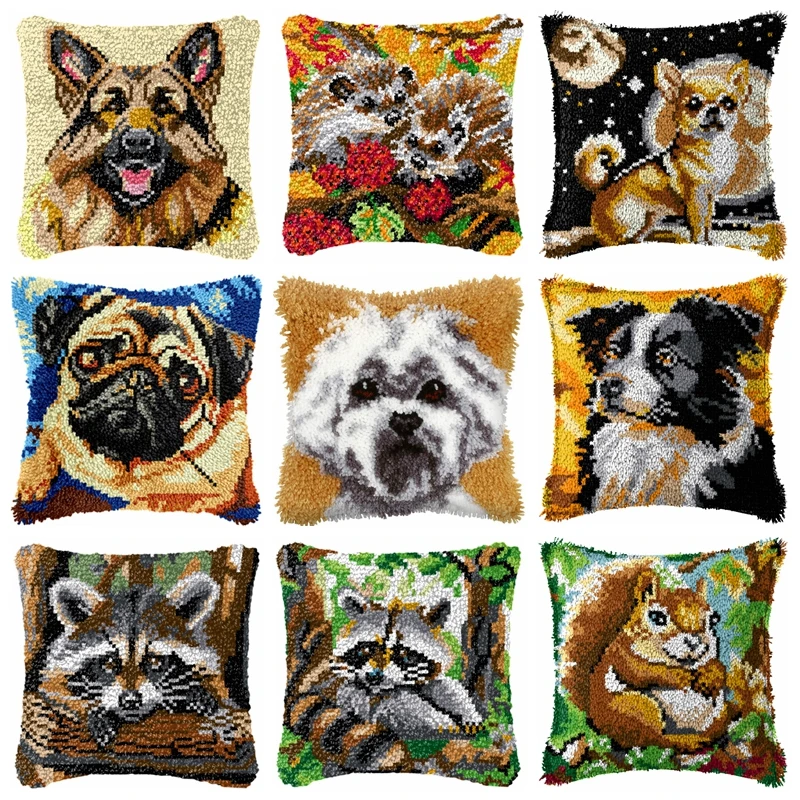 

Серия мультяшных животных, милый комплект крючков-защелок, коврики, подушка, подушка, сделай сам, рукоделие, пуговицы, посылка, подушка, крючок с защелкой для вышивки