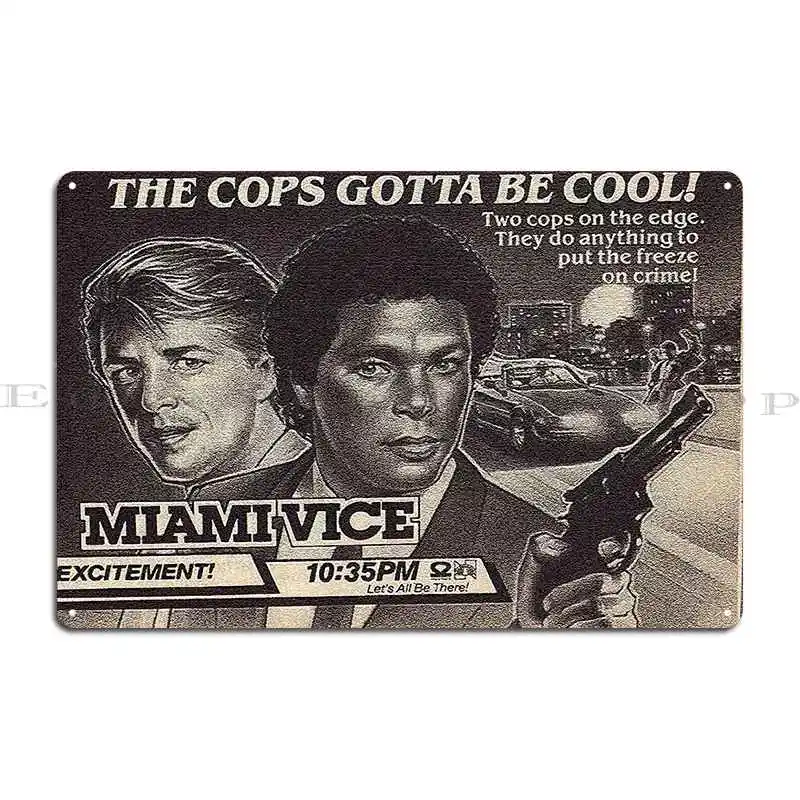 Miami Vice Metal Plaque Poster Rusty Party Bar Iron Cinema Tin Sign Poster