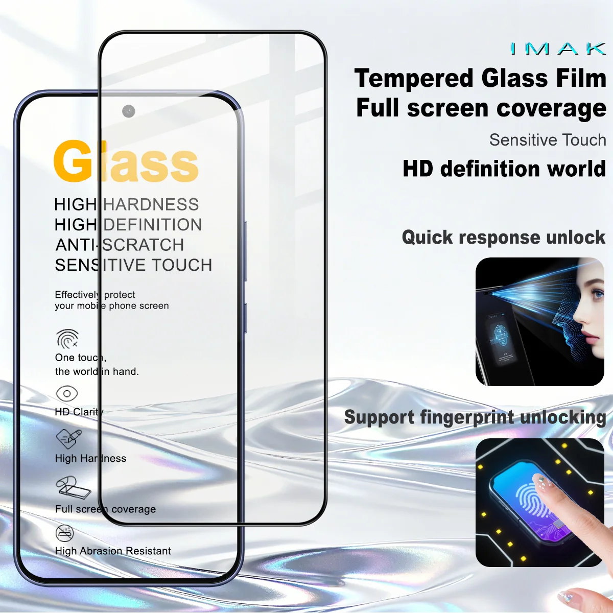 for Vivo V70 FE 5G Tempered Glass IMAK Pro+ Screen Protector Film Support Fingerprint