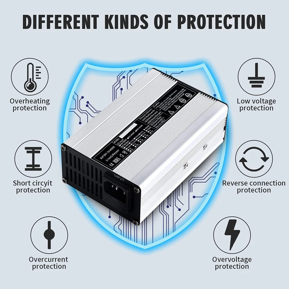 Ładowarka 58.4V 10 A 58.4V 10A ładowarka LiFePO4 czerwona aluminiowa obudowa używana do akumulatorów LiFePO4 16S 48V 51.2V