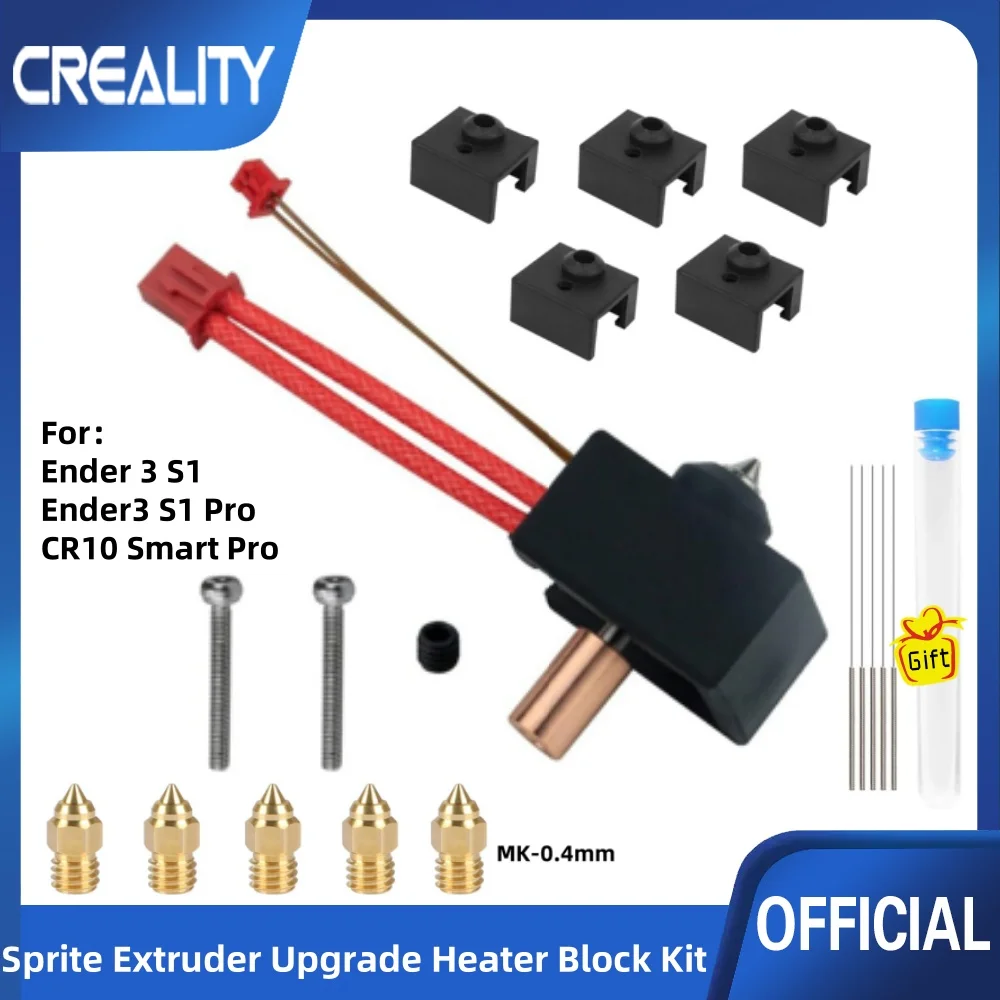 Official Sprite Extruder Upgrade Heater Block Kit High Temperature 300℃ Titanium Heatbreak Plated Copper Nozzle for Ender 3 S1