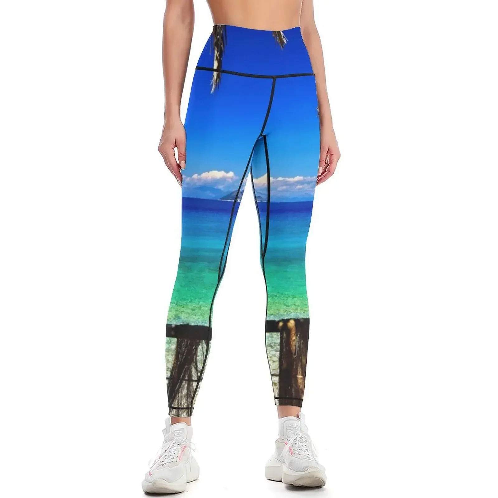 

Balcony to the Ionian Sea - Ithaca island Leggings Legging sexy woman Sports pants for trousers Women sports Womens Leggings