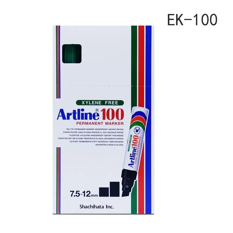Japan Artline square head oily marker pen can be inked with EK-100 quick drying, waterproof, and fade resistant thick stem pen