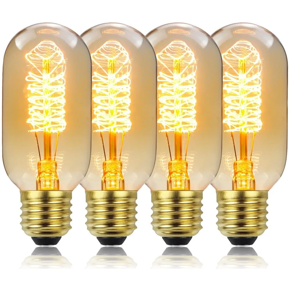 

4pcs Long Lasting Edison Bulb Bulb Energy Saving Incandescent Filament Bulb Spiral Filament Straight Filament Retro Light Bulb