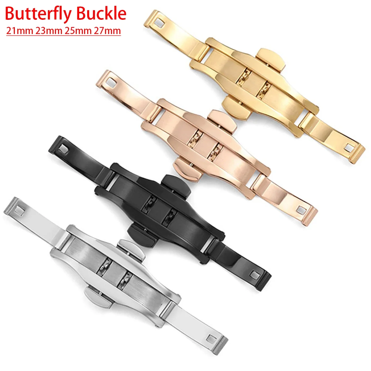 Stainless Steel Butterfly Deployment Buckle Automatic Strap Double Click Clasp For Watch Band 21mm 23mm 25mm 27mm watchband Clas