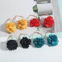Vedawas Spring and summer holiday fashion cloth flower earrings,Multi-layer stereoscopic petal large circle earrings