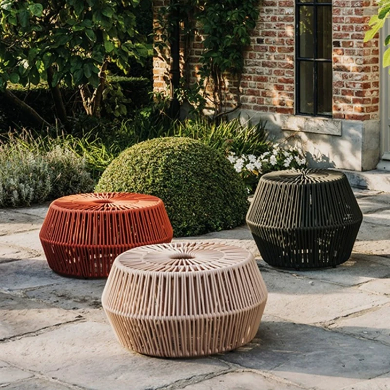 Outdoor sofa side table small coffee table mini round Internet celebrity small rope weaving creative round pier
