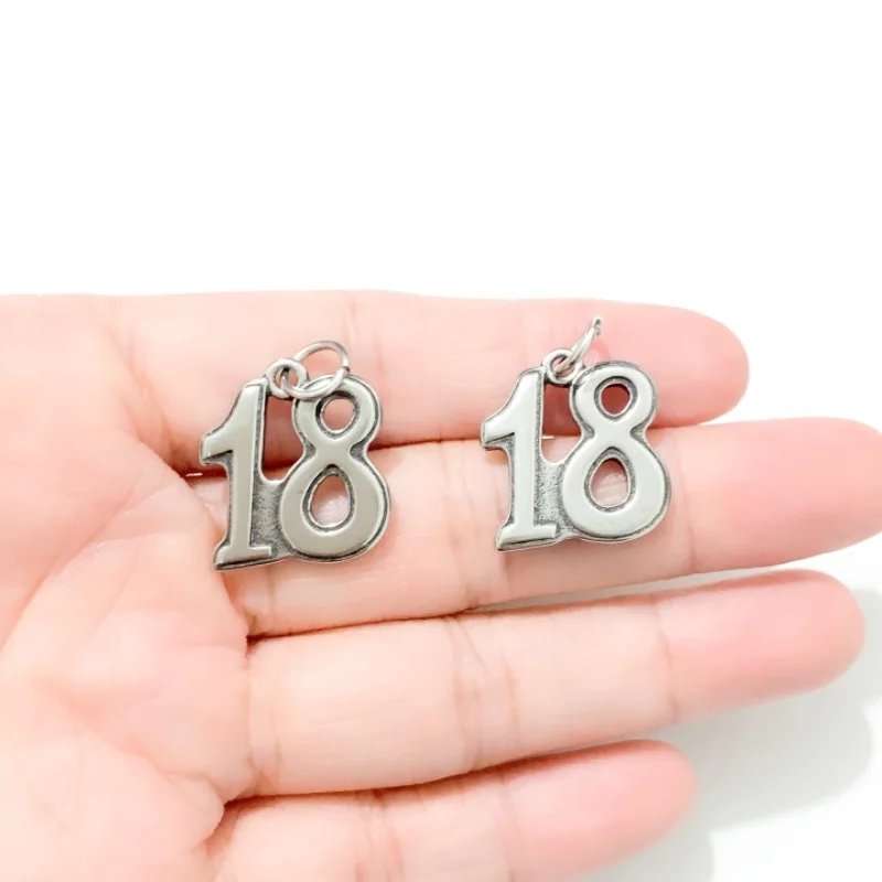 1PC Stainless Steel Silver 18 Number Pendant Necklaces Fashion Metal Charms Necklace For Women Jewelry Birthday Party Present