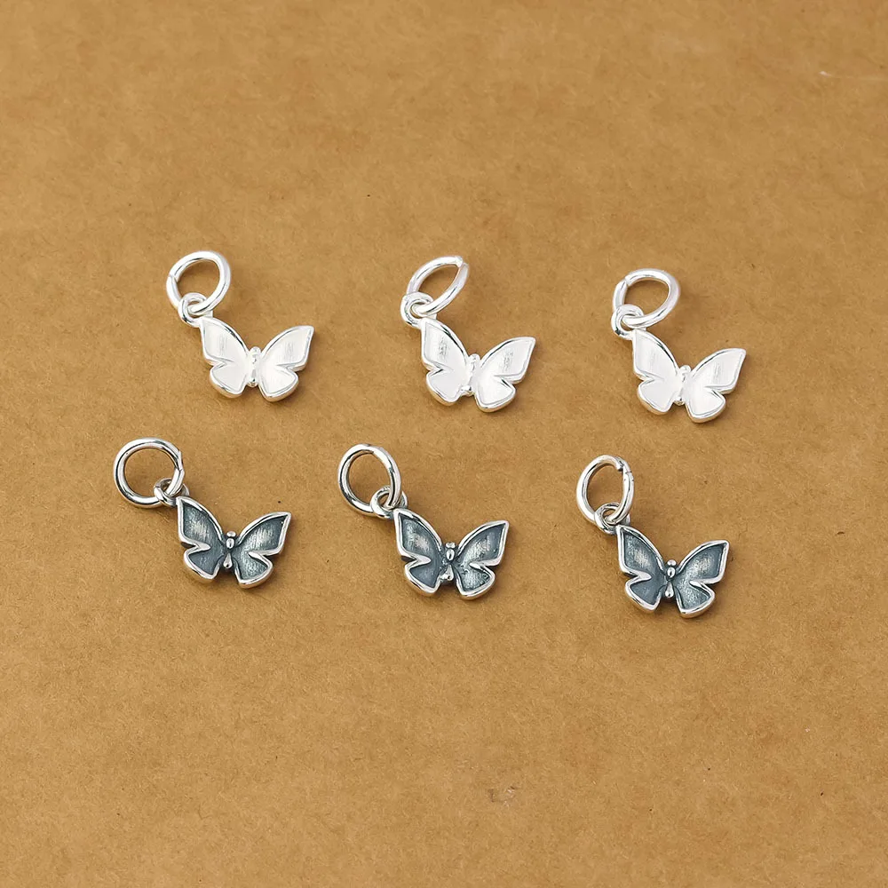 100% Real Sterling 925 Silver Accaccessories Butterfly Charm Pendant For Bracelets Necklaces Key Diy Material  DZ0843