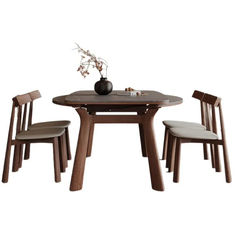 

Household small apartment variable round table modern simple light luxury square and round dining table