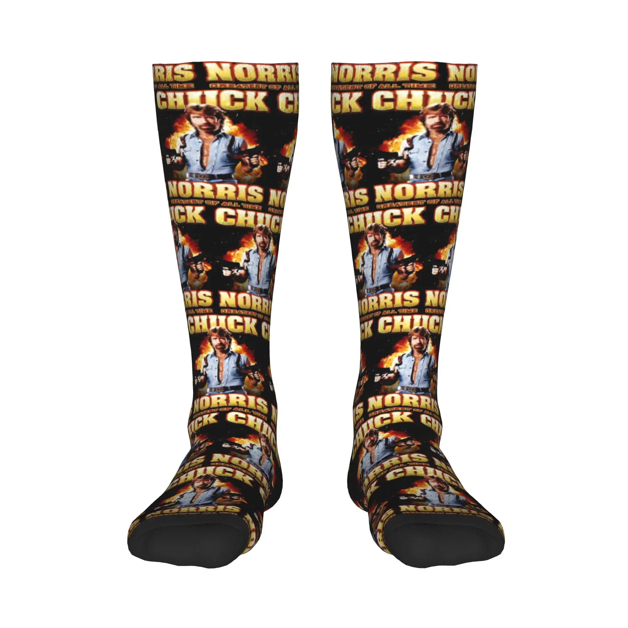 

All Seasons Crew Stockings Chuck Norris Greatest of all Time Essential Socks Casual Hip Hop Long Socks Accessories for Men Women