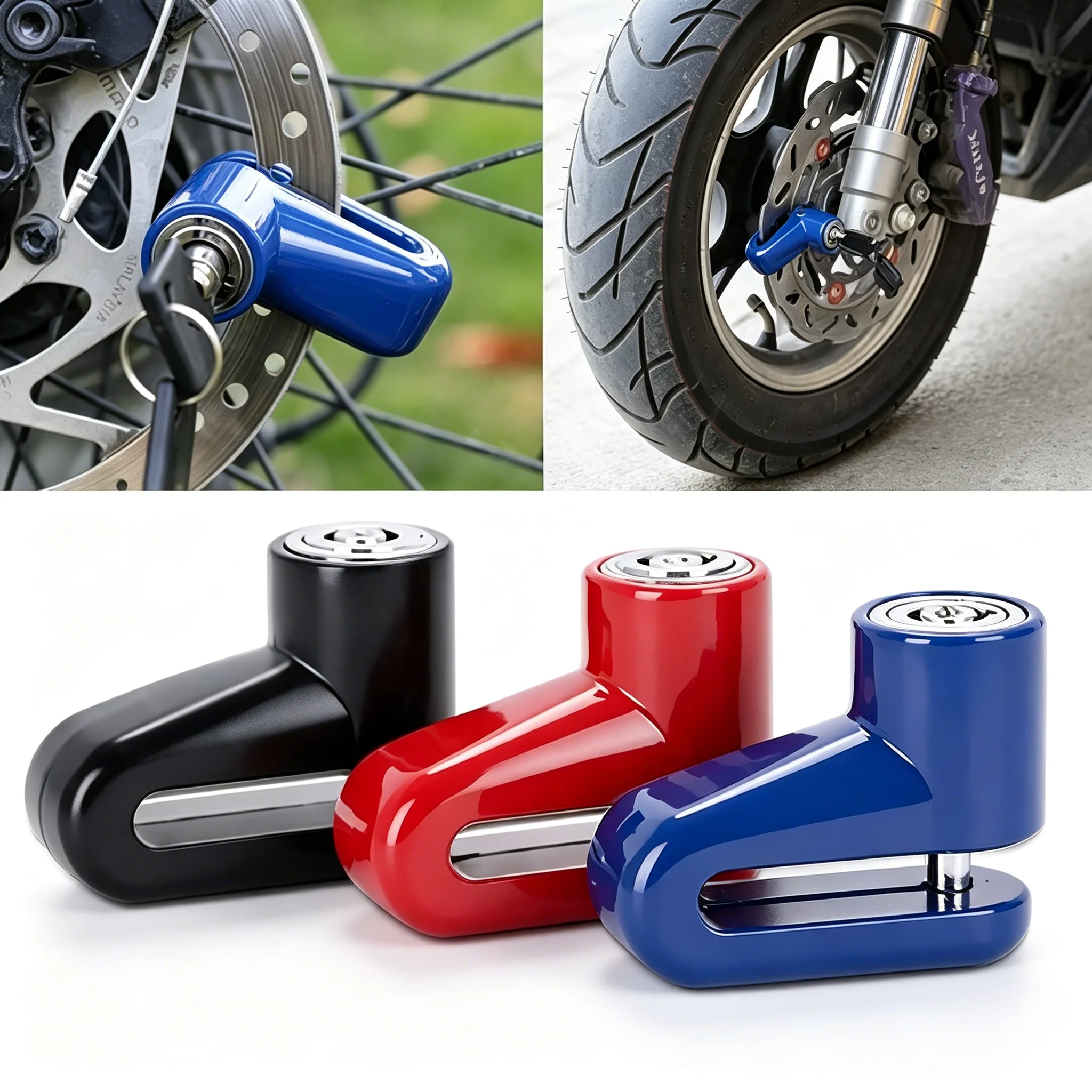 Motorcycle Bike Anti-Theft Wheel Disc Brake Lock, Safety Disc Wheel Lock, Mountain Road Bike Padlock with Keys