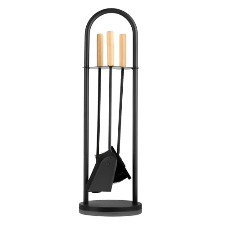 

4 Piece Fireplace Tools Set Indoor Outdoor - Fireplace Accessories Set with Poker Brush Shovel and Stand - Fire Tools for Fire