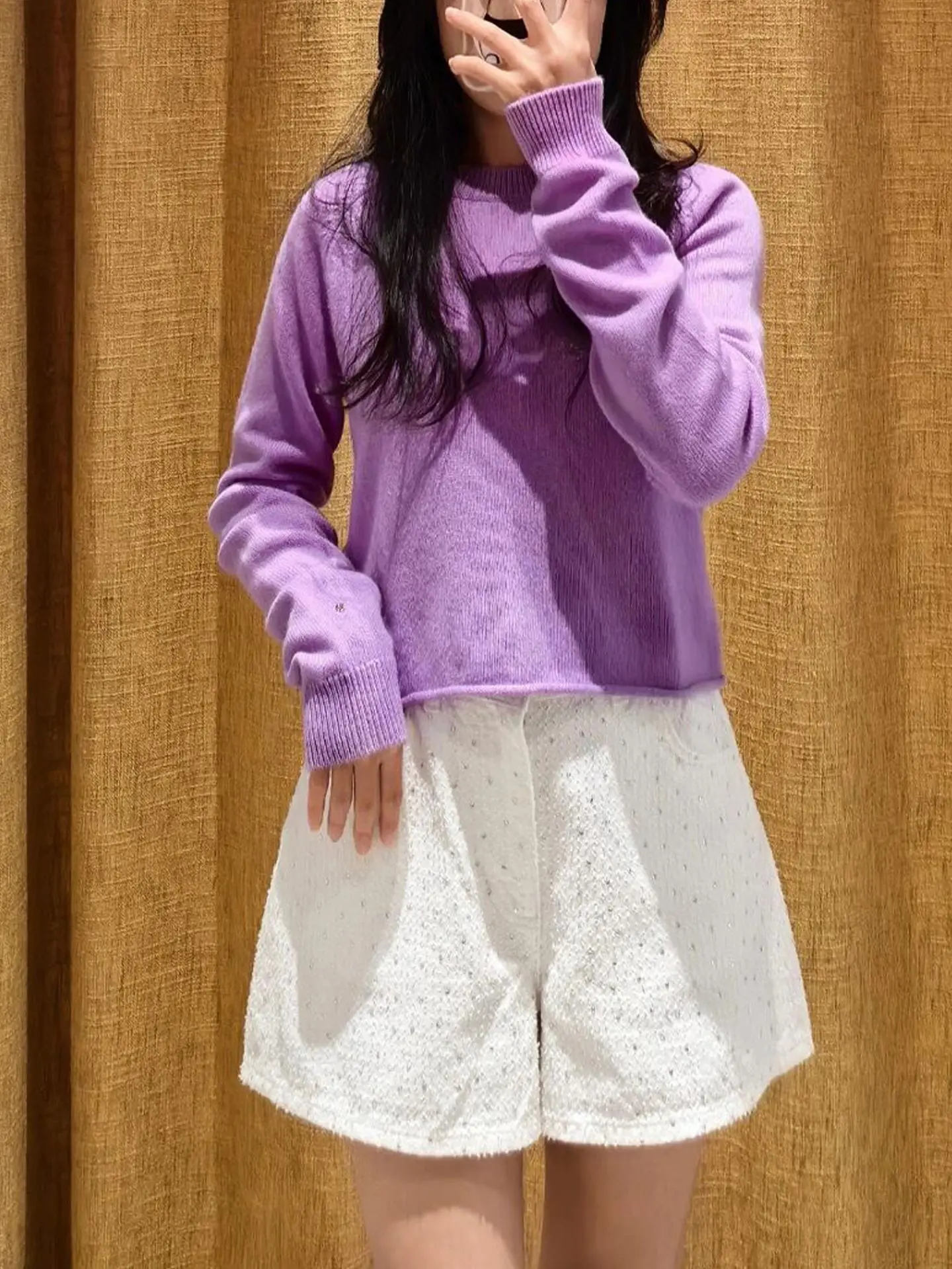 

Женский пуловер с круглым вырезом, с длинным рукавом