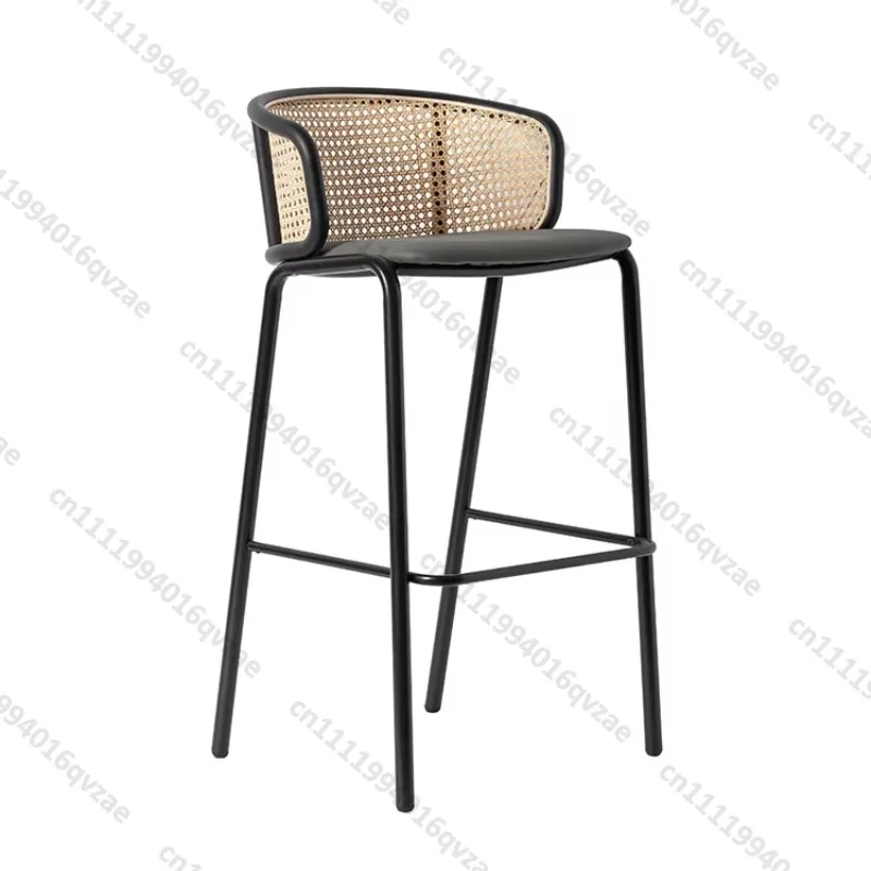 Outdoor Indoor Metal Legs Rattan Back Seat Bar Counter Bar Stool High Bar Stool Outdoor