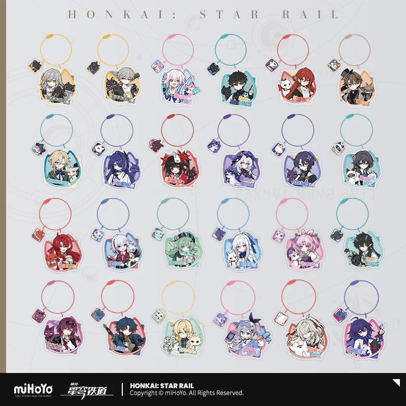 Gantungan Kunci Akrilik Honkai Star Rail Produk Periferal Blade March 7th Dan Heng Versi Q Liontin Seri Little Dot Cat Original
