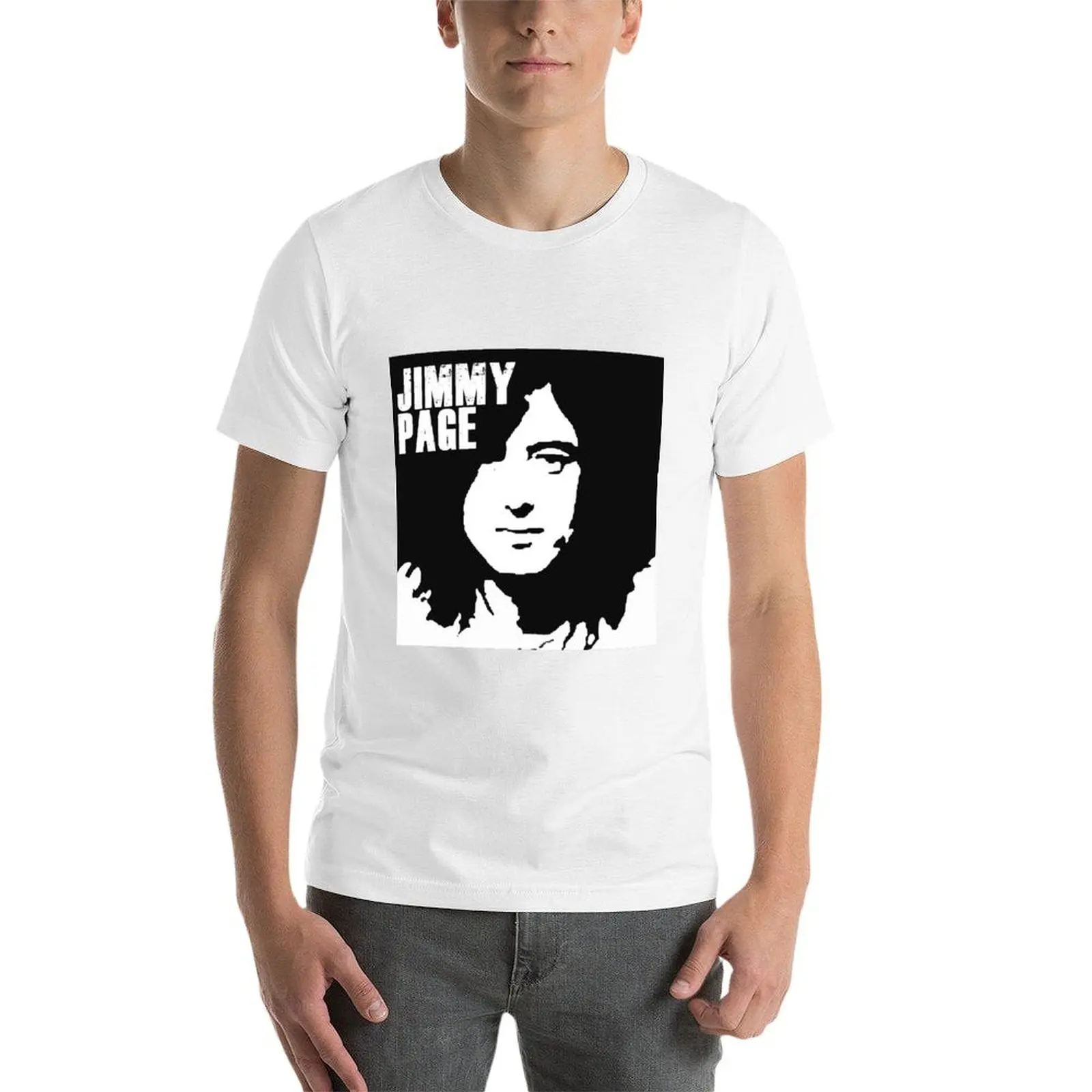 Jimmy Page (Led Zeppelin Guitarist) stencil T-Shirt Funny t-shirt oversizeds quick-drying Short sleeve tee Men's t-shirts