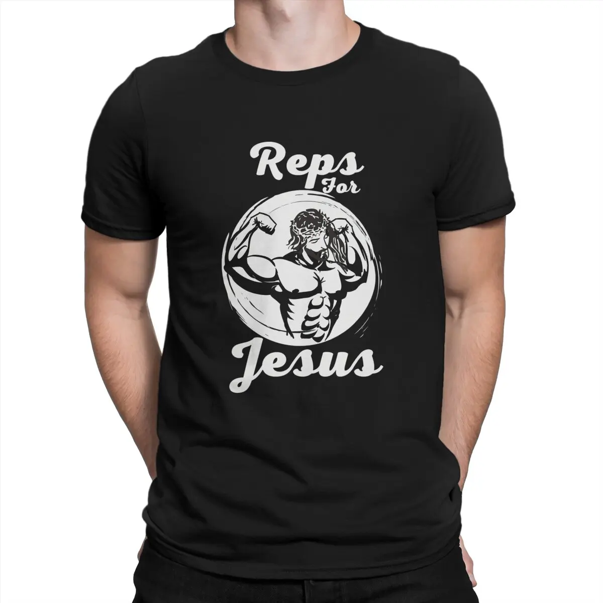 Jesus CrossFit Funny Newest TShirt for Men Reps for Gym Workout Bodybuilder Round Collar Basic T Shirt Distinctive Gift Clothes