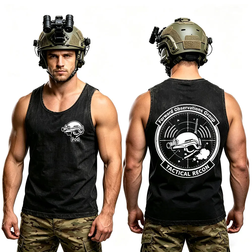 Forward Observations Group FOG Tactical Recon Skeleton Military Vintage Washed Tank Tops Men Women Cotton Sleeveless Vest Tshirt