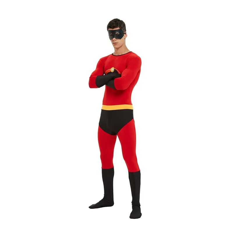 Incredibles Costume Adult Kids Incredibles Mr Mrs Red Jumpsuit Bodysuit Mask Suit Halloween Party Costumes for Women Men