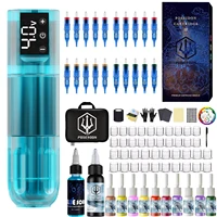 Kit de tatuaje POSEIDON, nuevo Kit de pluma de tatuaje azul para maquillaje permanente, Kit de máquina de tatuaje transparente, fuente de alimentación para tatuaje, Kit de tatuaje
