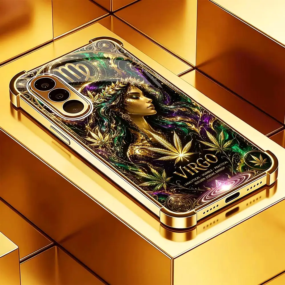 Virgo twelve constellations High-end Glass QHD PhoneCase for Samsung Galaxy S26 S25 S24 S23 S22 S21 FE,Ultra,Plus Dropresistant