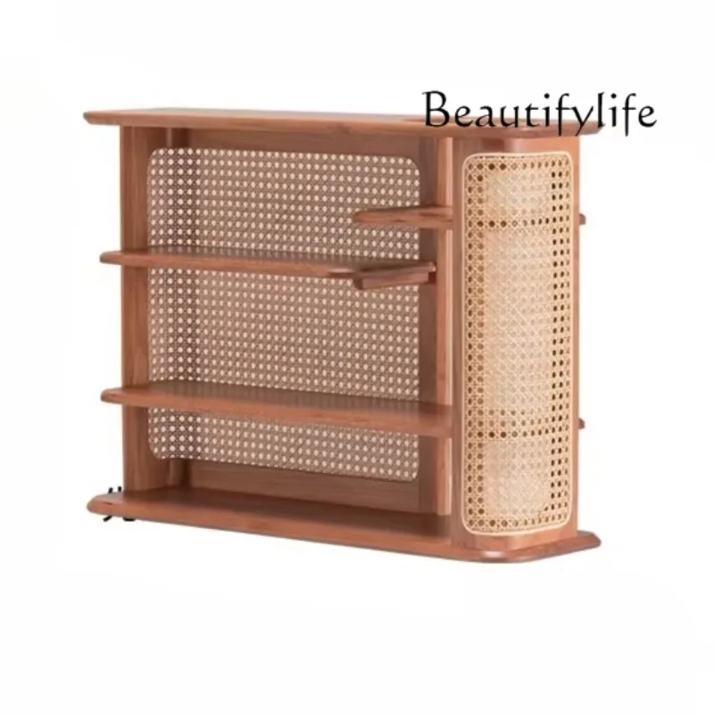 YZ French Art Desktop Heightening Rack Baffle Rack Solid Wood Rattan Cup Holder Display Stand