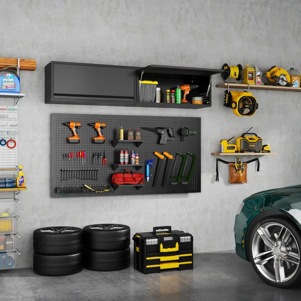 Настенный шкаф для хранения в гараже с откидной дверью, высота 13,8, подвесной шкаф для инструментов для организации гаража