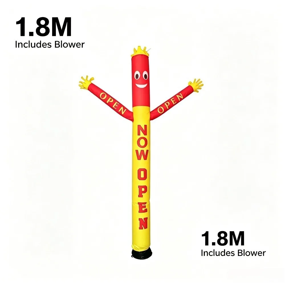 1.8M Inflatable Waving Tube Man with Blower, Open Sign Air Puppet for Store PromotionSky Dancer Air Puppet with Blower