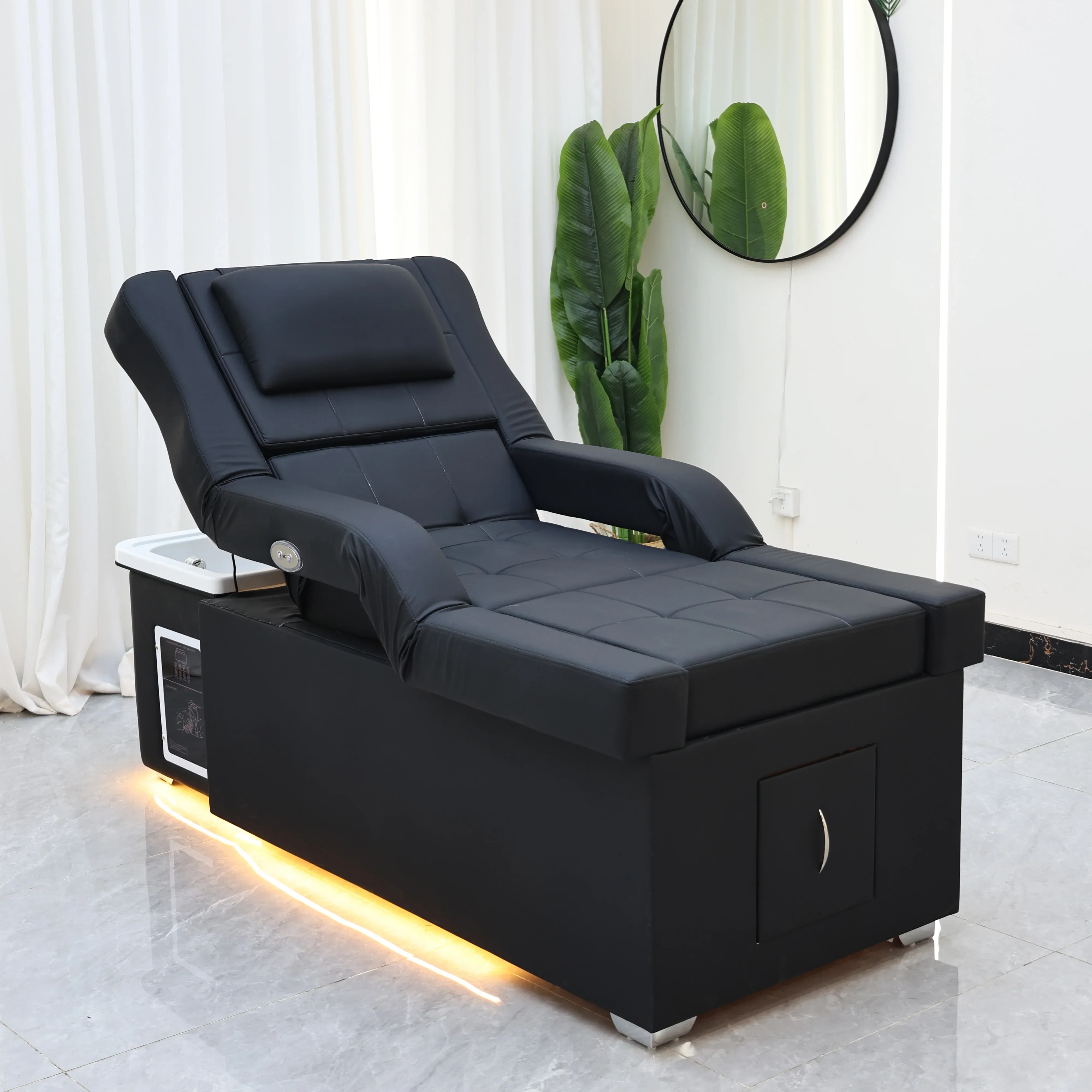 XinSheng Elektrisch Verstellbares Shampoo-Bett Massagetisch All-in-One Salon SPA Massageliege mit Haarwaschbecken & Fußbad – Detail 5