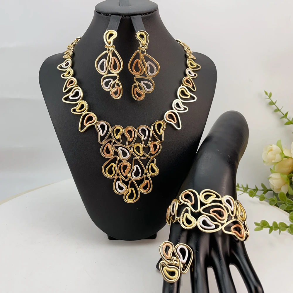 

Новейшее бразильское изысканное красивое ожерелье ручной работы, аксессуары для свадебной вечеринки, модный женский комплект ювелирных изделий FHK23809