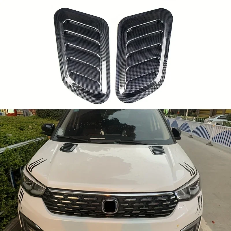 Universal Car Carbon Fiber Engine Hood Sticker Ventilation Cover Simulation Vent Creative Decorative Sticker Design
