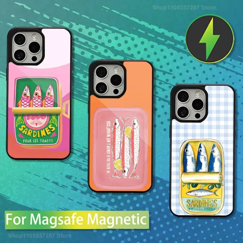 

Sardines Canned Good Food For iPhone 15,Mini,13,Max,11,12,Pro,16,17,14,Plus,For Magsafe,Magnetic Wireless Charging Case
