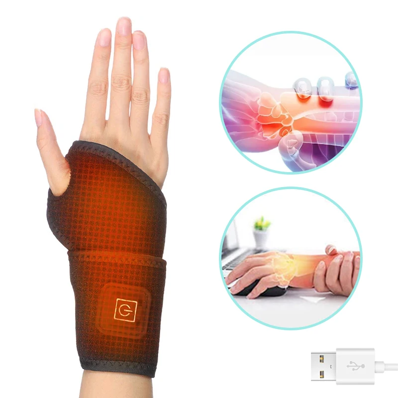 Wrist Brace Electric Heating Breathable USB Rechargeable Support Protector Arthritis Tendonitis Carpal Tunnel Hand WristBand Pad