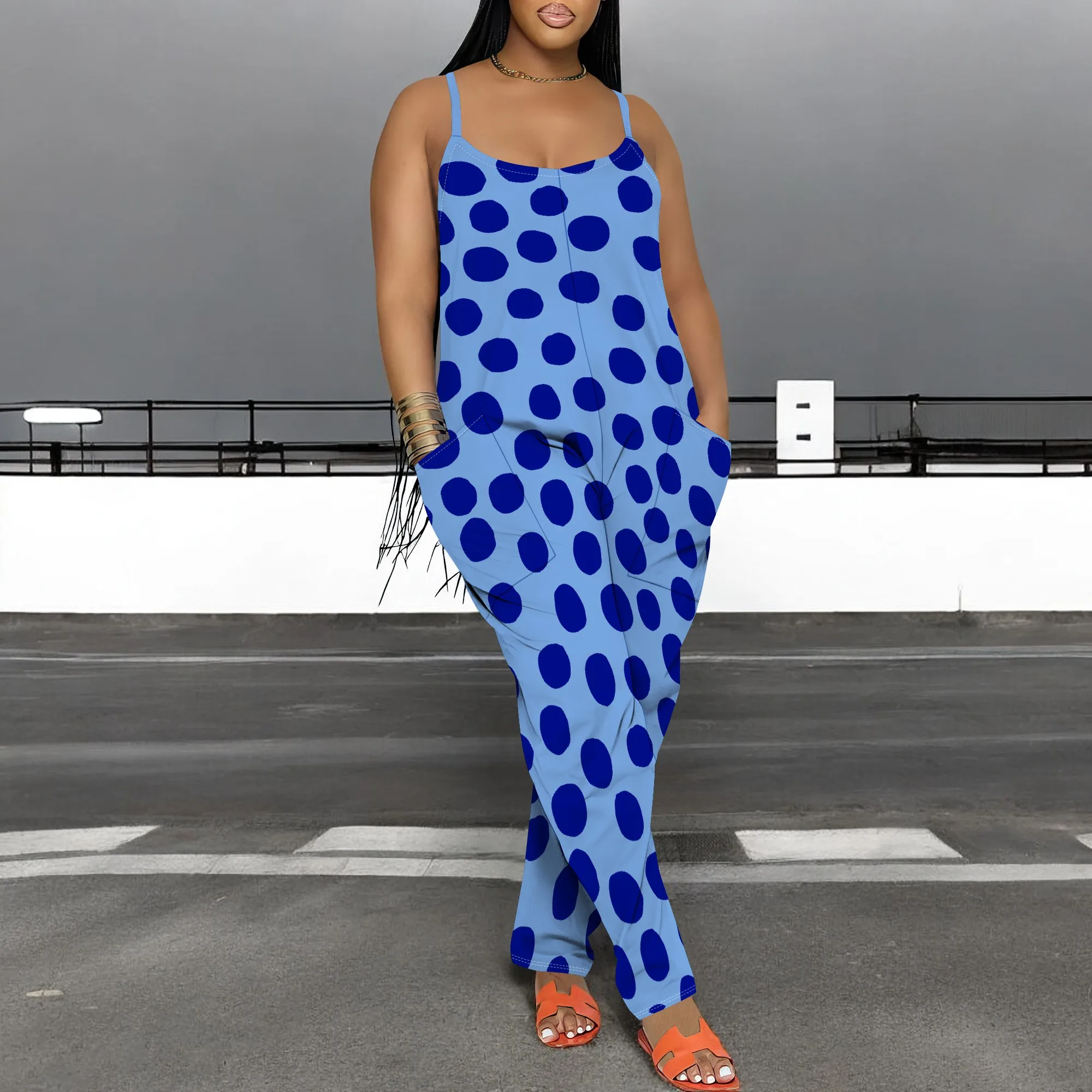 

Floral Print Jumpsuit Sleeveless Loose Fit Garden Picnic Style Summer Romper