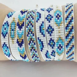 ALIYA Shining Geometry Beaded Bracelets For Women Bohemian Fashion Glass Beads Handmade Adjustable Chain 2024 New Jewelry Gift