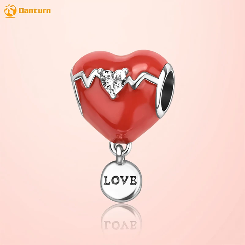 

Danturn 925 Sterling Silver Original Beads Love Dangle Charm fit Snake Chain Bracelet Fashion Women Jewelry Making