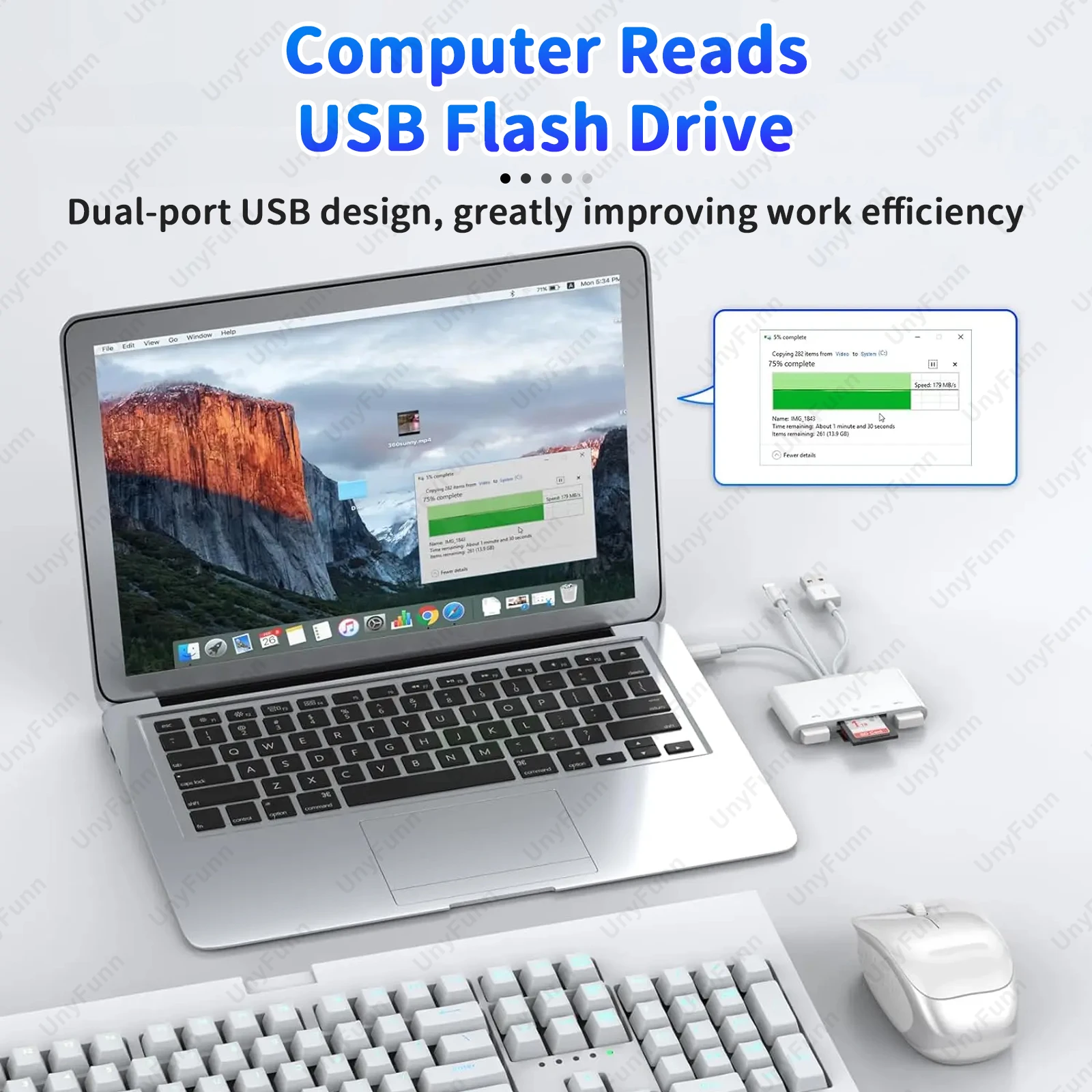 All-In-1 USB Hub Docking Station Memory Card SD TF Card Reader USB-A Cable Splitter USB-C OTG Adapter for iPhone iPad Macbook PC