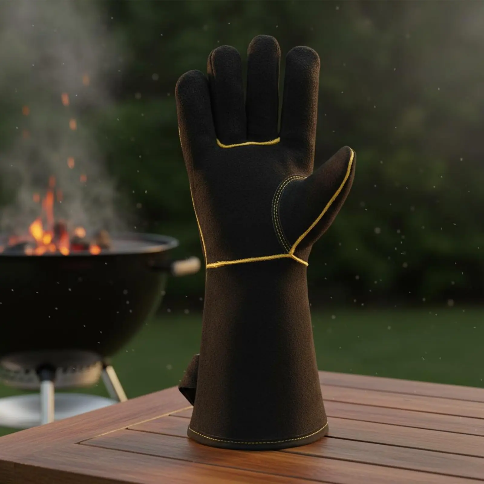 Long Leather High-Temperature Gloves Safety Stitching Fireproof Leather Gloves for Welders