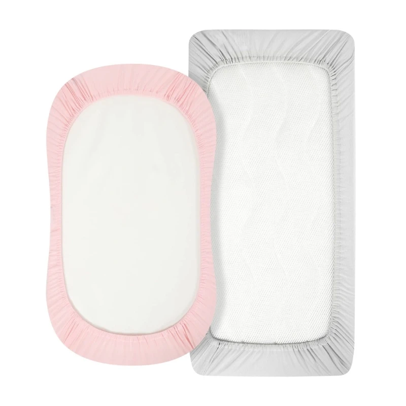 2pcs/lot Baby Fitted Bassinet Sheet Newborn Changing Pad Cover Solid Breathable