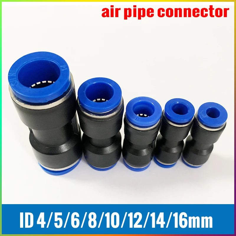 ID8-12mm Pneumatic Air Connectors Quick Connectors Straight Gas Fitting PU Tracheal Connectors Hose Straight Push in Fitting