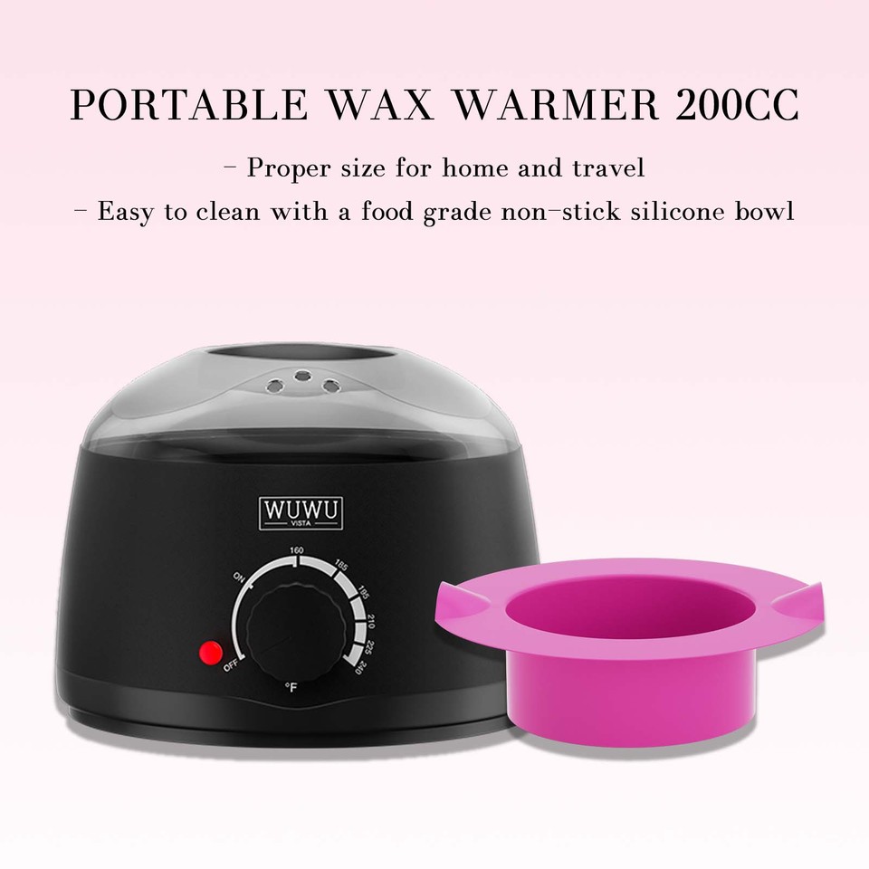  Hair Removal Wax Warmer 200CC WUWUVISTA Professional Wax Warmer Machine with 7oz Silicone Bowl Portable Hot Wax heater(EU Plug) 