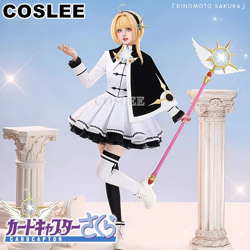 COSLEE CardCaptor Sakura/LI SYAORAN Black And White Cover Dress Uniform Cosplay Costume Daily Wear Women Men Halloween Party