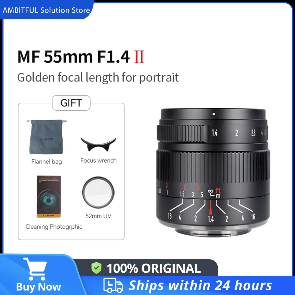 7artisans 55mm F1.4 II APS-C Manual Large Aperture Prime Lens For Sony E A6600 Canon RF R6 Fuji XF Micro 4/3 E-M10 Nikon Z Z50