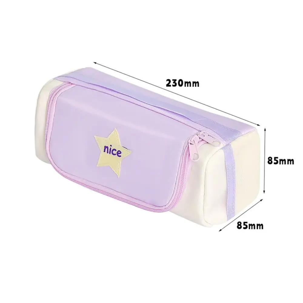 New Star Pattern Pen Bag Zipper Design Large Capacity Pencil Case Handheld Stationery Organizer School Office
