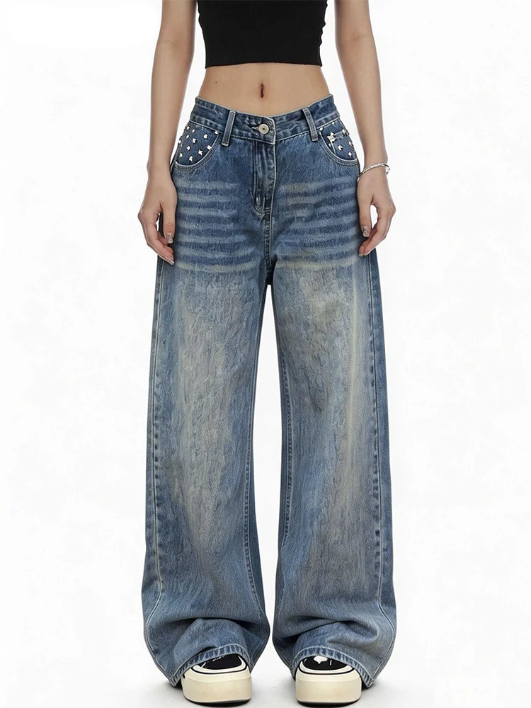 

Women's Jean Baggy High Street Denim Pants Y2K Japanese Harajuku Grunge American Retro Punk Streetwear Design Long Trousers New