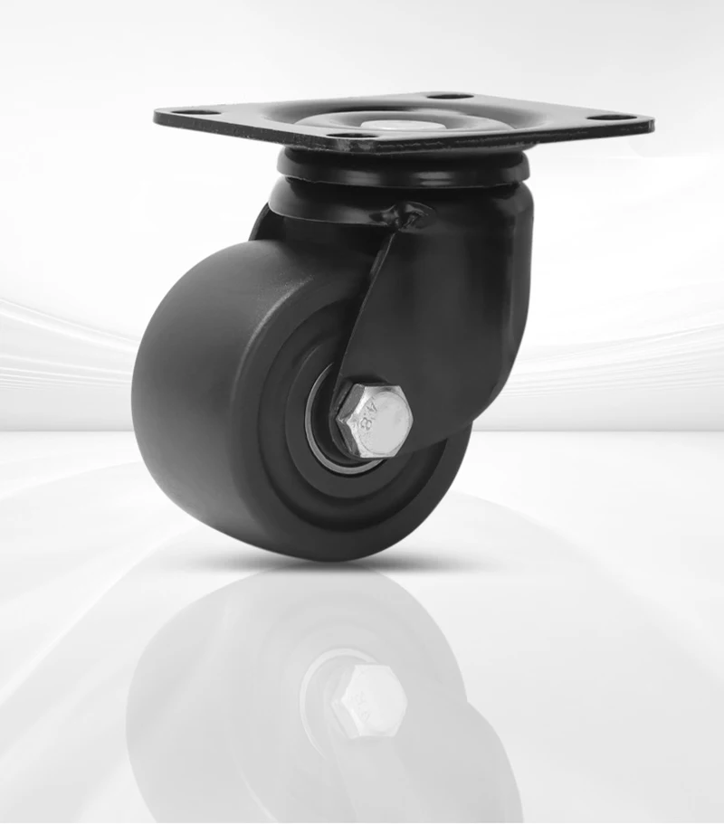 Heavy Duty Swivel Caster Wheel, Low Gravity Center Black Caster Wheels, Durable & Quiet & Sturdy Nylon Wheels for Industrial