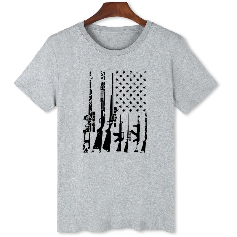 Sketch Firearms Print T-shirt Men‘s Summer Clothing Short Sleeve Tops Tees Casual Shirt B076