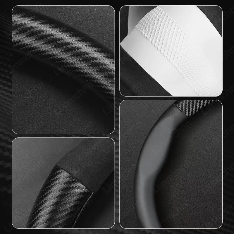 Carbon Fiber Leather Car Steering Wheel Cover Non-slip For BMW M Power E46 E39 E60 E90 E91 E36 E87 F10 F20 F30 X1 X2 X3 X4 X5 X7